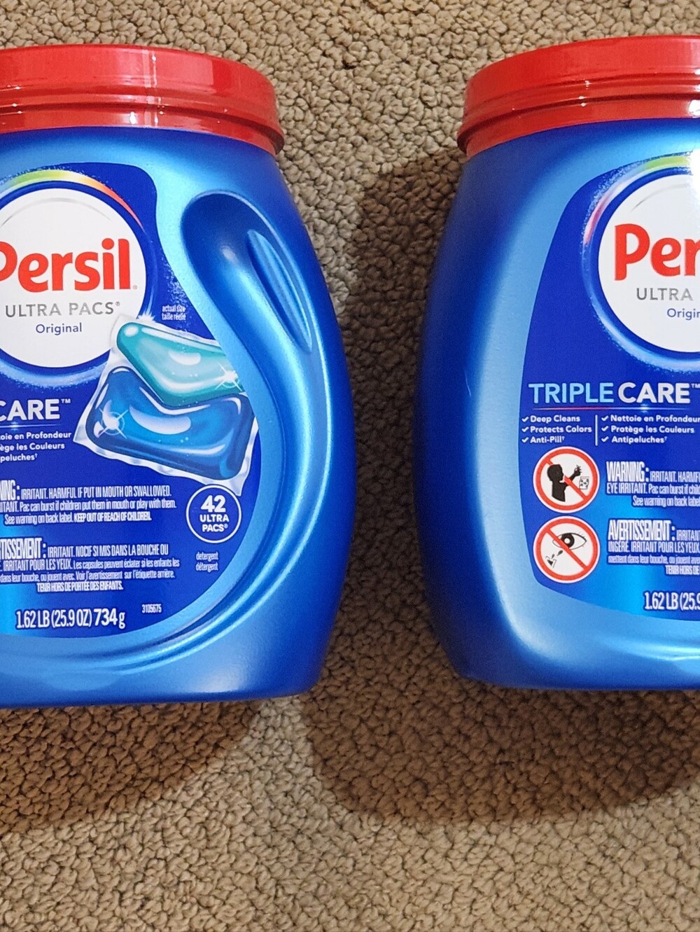 New Containers of Persil Ultra Pacs Triple Care Laundry Detergent 42 Count